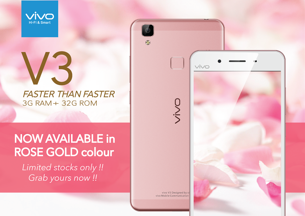 限量開賣：Vivo V3 新增玫瑰金色，售價僅需 RM1,099