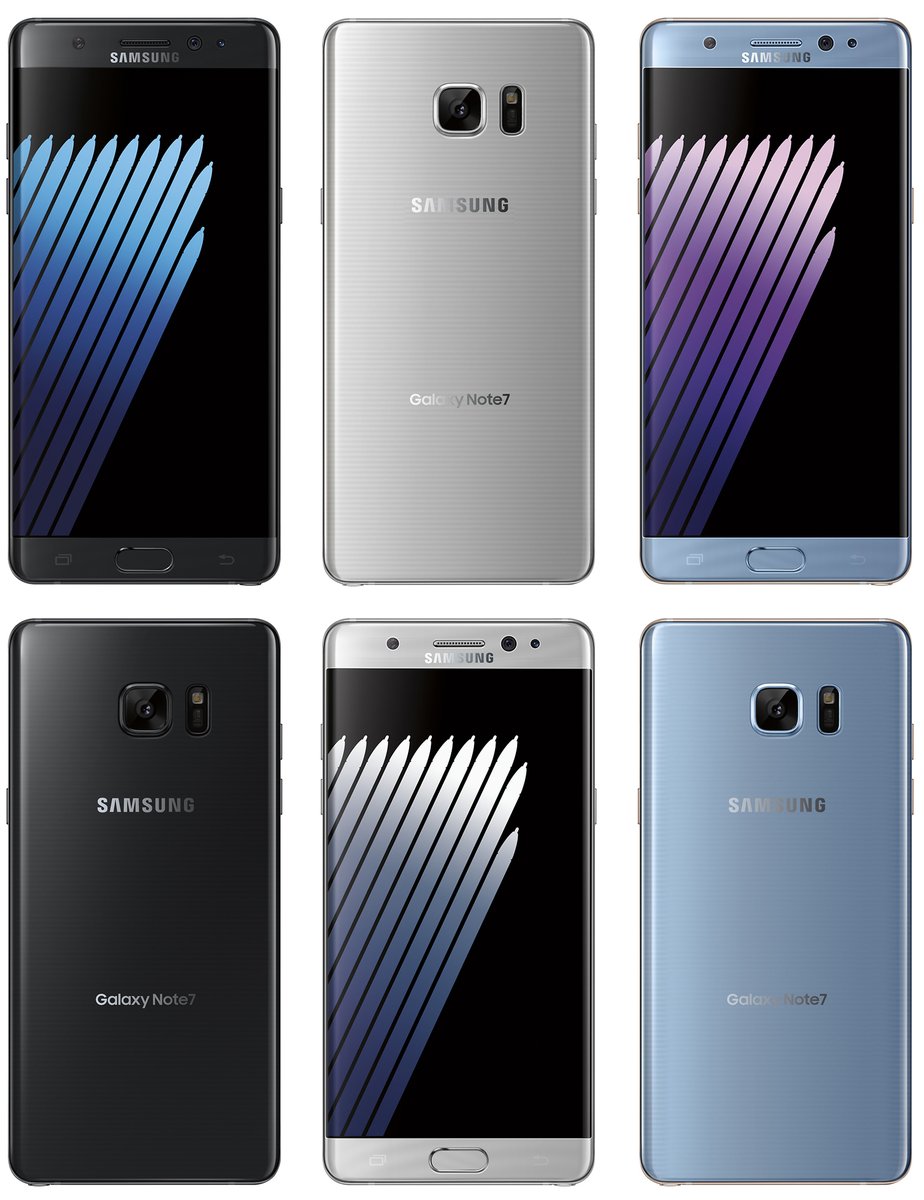 Samsung Galaxy Note 7 3 Colours