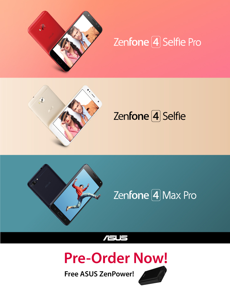 【馬來西亞】今天起至 8月24日預購 Asus Zenfone 4 Selfie、Selfie Pro 以及 Max Pro 可獲得 10050 mAh 充電寶、自拍棒和更多贈品；8月 25日正式開賣！ 5