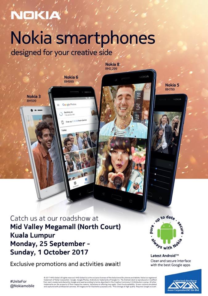 9月 25日至10月1日：Nokia 將在 Mid Valley 舉辦 RoadShow；購買 Android 新機有贈品送！ 1