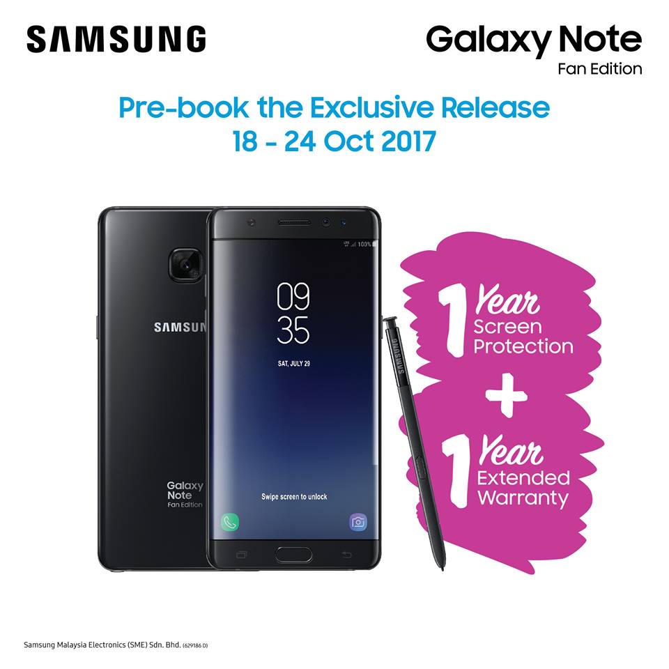 【馬來西亞】Samsung Galaxy Note FE 預購從 10月18~24日開跑；贈送多一年手機與屏幕保修！ 1