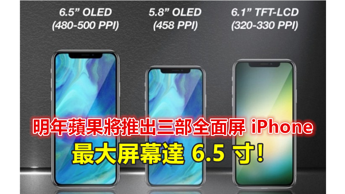 郭明池：明年蘋果將推出三部全面屏 iPhone；最大屏幕達 6.5 寸！