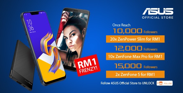 釋放大優惠：Asus 邀您在 LAZADA 追踪官方商城；突破目標人數可憑 RM1 購買 Zenfone 5 與 Zenfone Max Pro！ 1