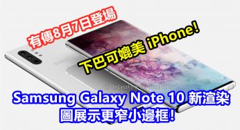 有傳8月7日登場：Samsung Galaxy Note 10 新渲染圖展示更窄小邊框；下巴可媲美 iPhone！
