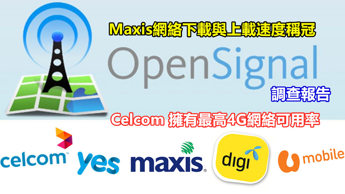 Opensignal 調查報告：Maxis網絡下載與上載速度稱冠；Celcom 擁有最高 4G網絡可用率；U Mobile得最佳進步獎！