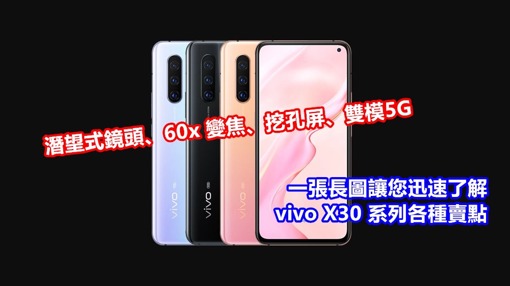 潛望式鏡頭、60x 變焦、挖孔屏、雙模5G： 一張長圖讓您迅速了解 vivo X30 系列各種賣點；售價從RM1956起！