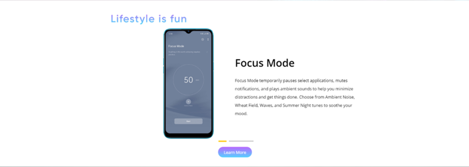 realme UI 独家功能：不仅美，还实用！配有各种贴心功能如 Dual Mode、Music Share、Focus Mode及Dark Mode让用户更加得心应手！ 9