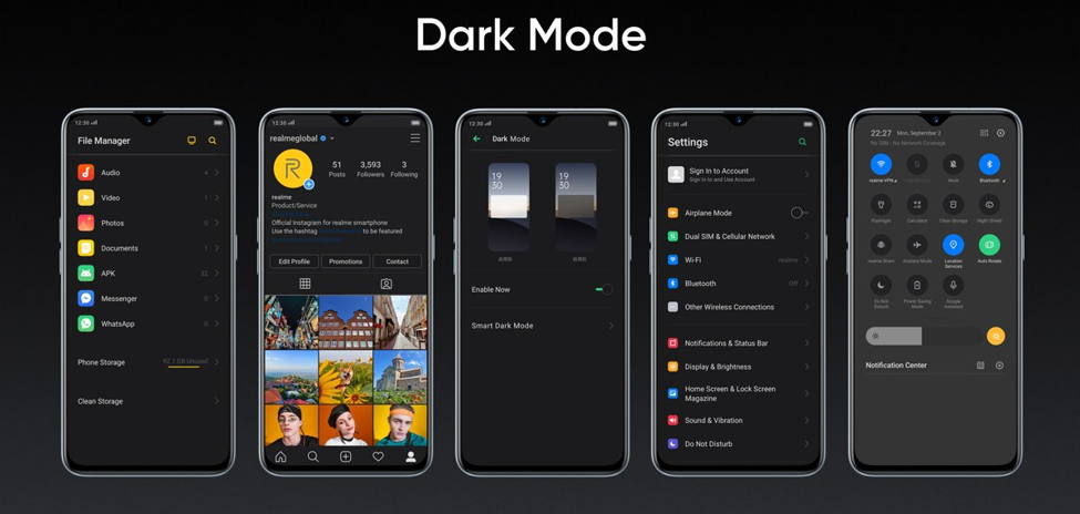 realme UI 独家功能：不仅美，还实用！配有各种贴心功能如 Dual Mode、Music Share、Focus Mode及Dark Mode让用户更加得心应手！ 5