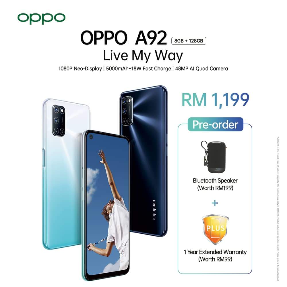 打孔屏、4800萬四攝、5000 MAh電量：OPPO A92 正式在馬來西亞發布；售價 RM1,199！ 6
