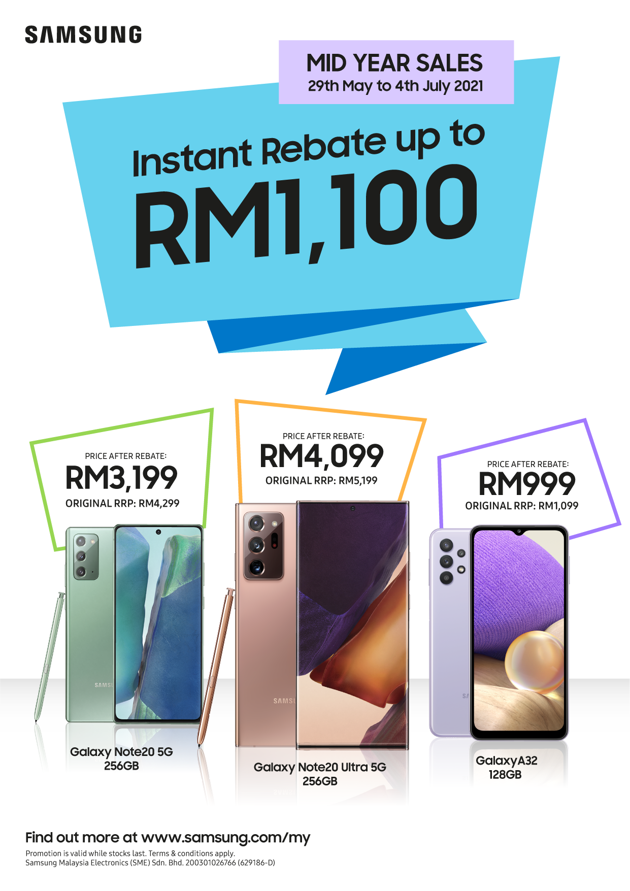 最高折扣達RM1,100！Samsung Galaxy Note 20 系列與 Galaxy A32 進行年中大促銷；優惠直到7月4日！ 1