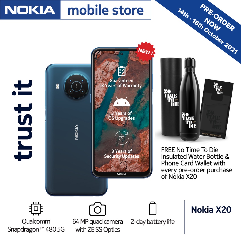 3年保家+3年安卓升級：Nokia X20 正式在馬來西亞發布；售價RM1,599；預購送限量版占士邦保溫瓶！ 2