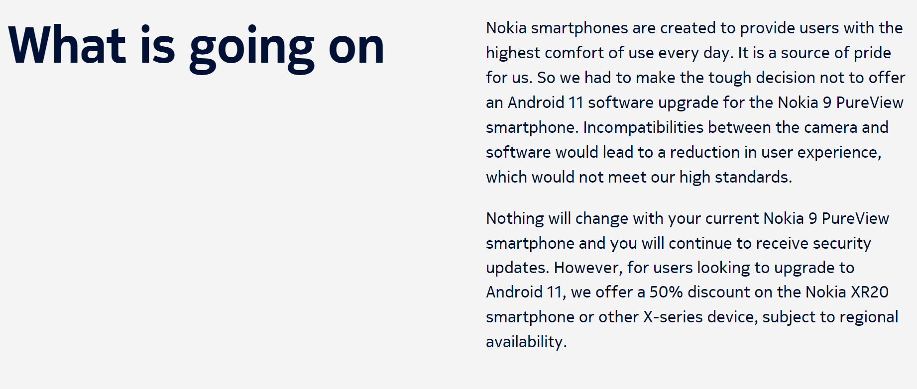 相机不兼容导致：官方宣布 Nokia 9 Pureview 没能升级到 Android 11；提供用戶50%折扣買 X 系列新機！ 1