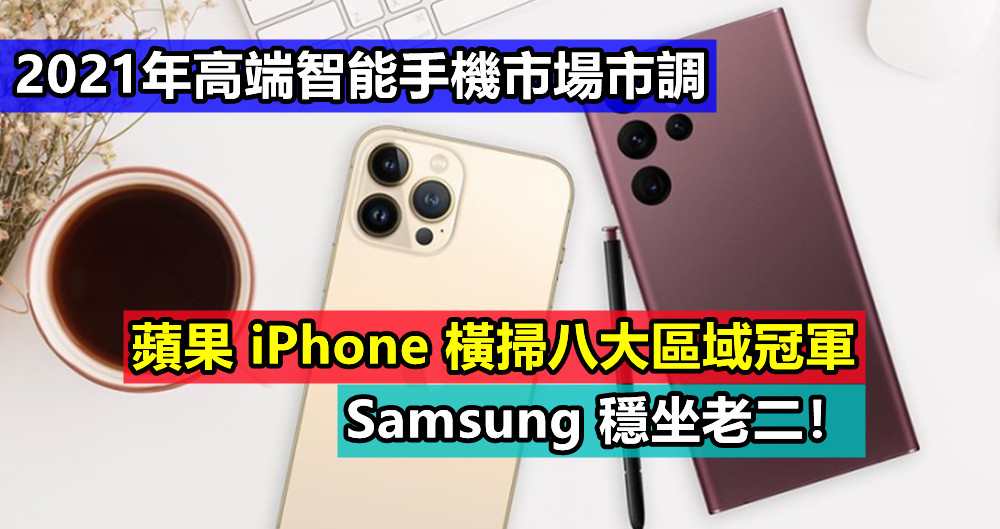 2021年高端智能手機市場市調：蘋果 iPhone 橫掃八大區域冠軍；Samsung 穩坐老二！