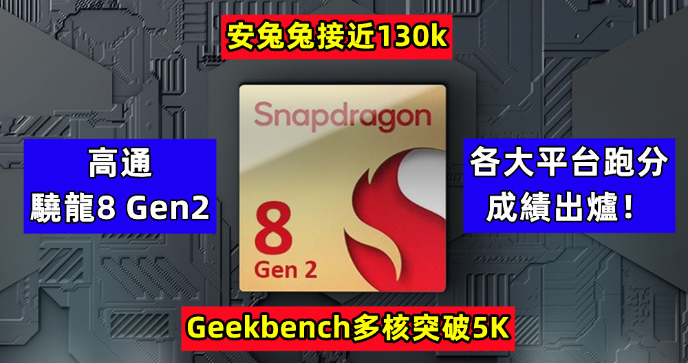 Geekbench多核突破5K、安兔兔接近一百三十萬：高通驍龍8 Gen2 各大平台跑分成績出爐！