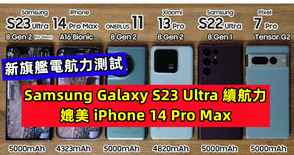 新旗艦電航力測試：Samsung Galaxy S23 Ultra 續航力媲美 iPhone 14 Pro Max；力壓其他 Android 旗艦！