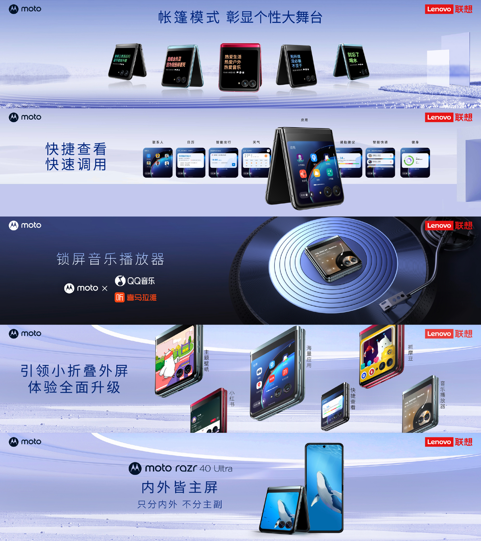 3.6寸超大外屏可看視頻與導航：Motorola Razr 40 Ultra 翻蓋旗艦正式發布！ 2