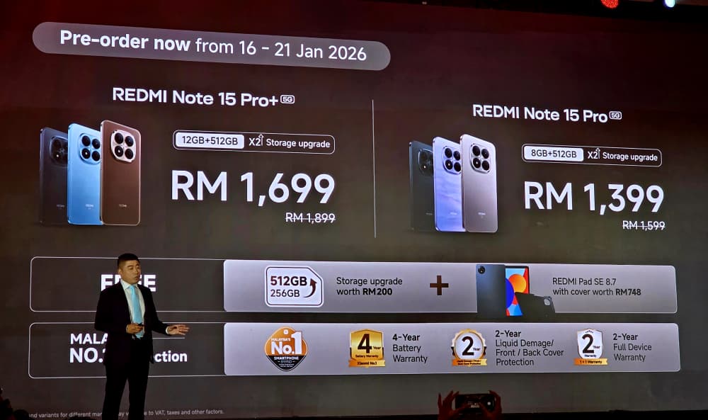 兩億像素主攝、6500mAh大電量、100W閃充：REDMI Note 15 Pro 系列正式在大馬發佈；優惠特價從 RM1,399起！ 4